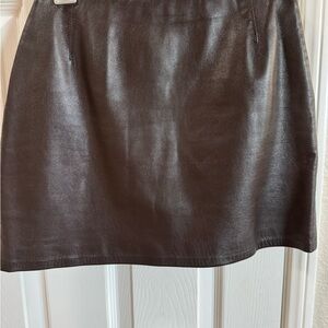Vintage Susan Lazar Genuine Leather Mini Skirt in Dark Brown